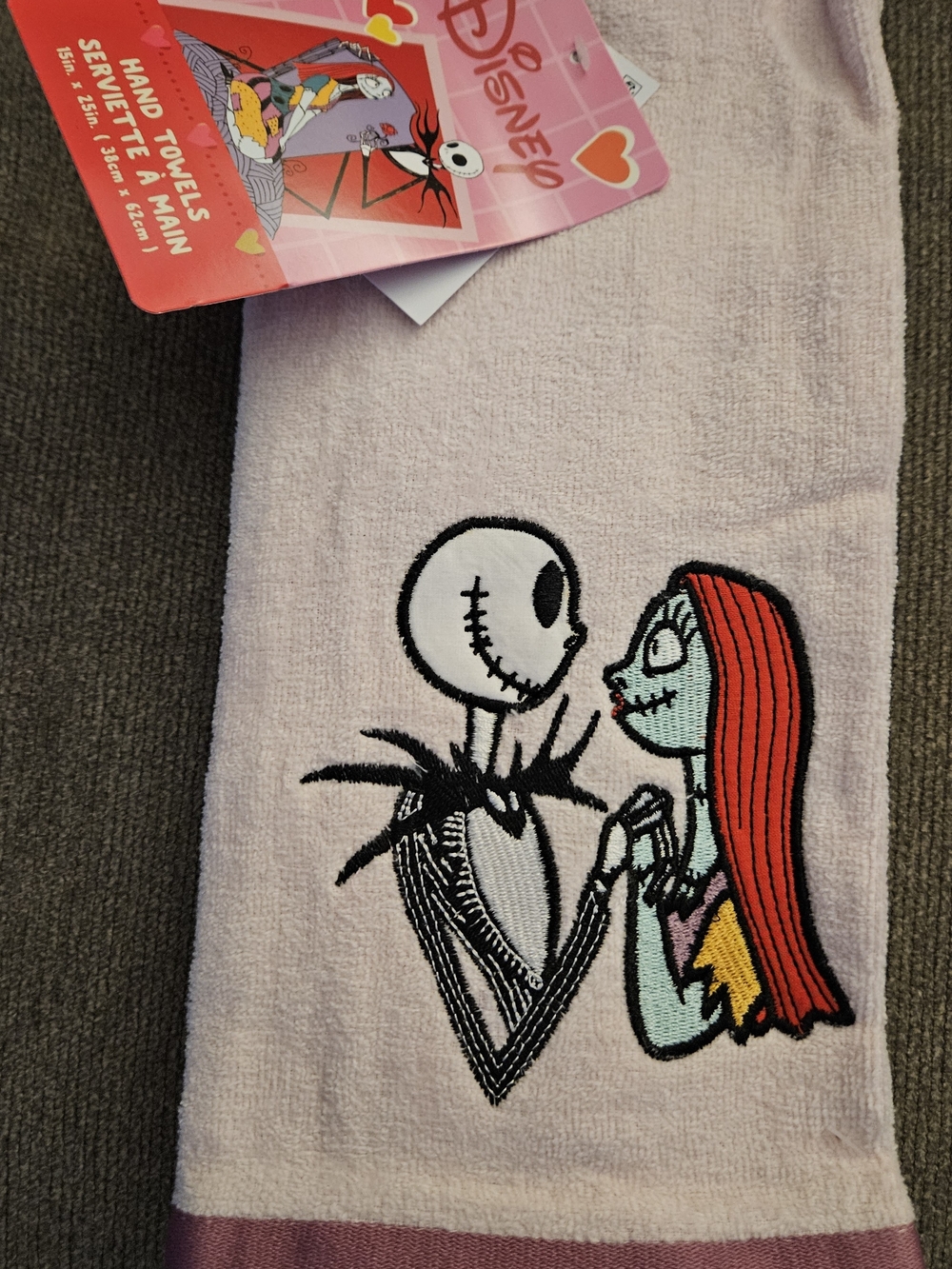 Disney Jack & Sally Kitchen 2 Hand Towels Nightmare Before Christmas Movie RARE!